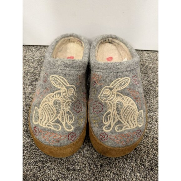 Acorn Women’s Forest Clog Slipper Grey Rabbit Size 6.5-7.5 EUC - Picture 3 of 4